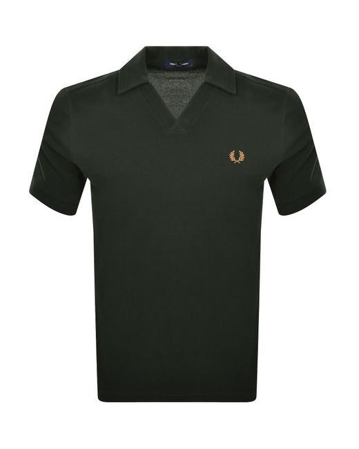 Fred Perry Green Open Collar Polo T Shirt for men
