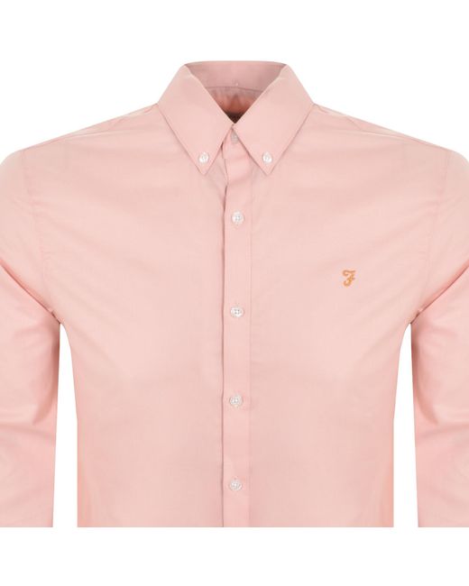 Farah Pink Brewer Long Sleeve Shirt for men