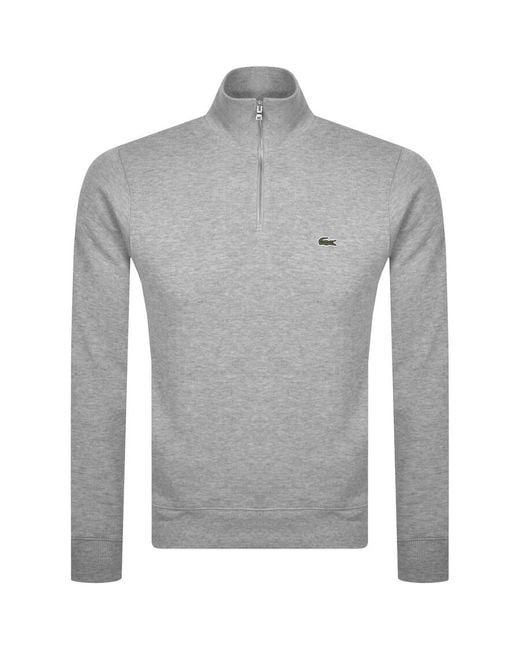 Lacoste Gray Half Zip Logo Sweatshirt for men