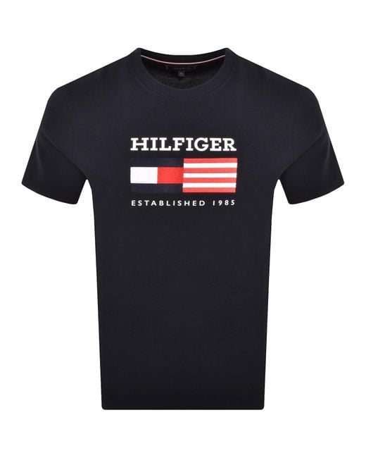 Tommy Hilfiger Blue Monotype Flag T Shirt for men