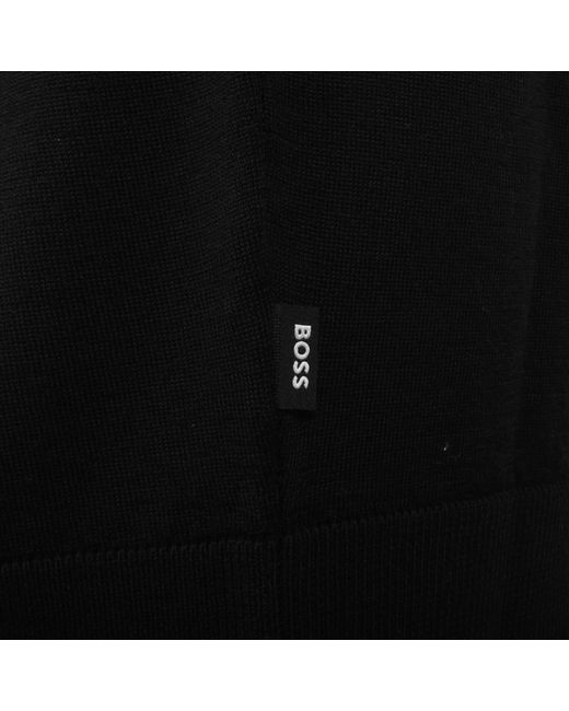 BOSS BUSINESS Black Boss Helixon Wool Knit Jumper for men