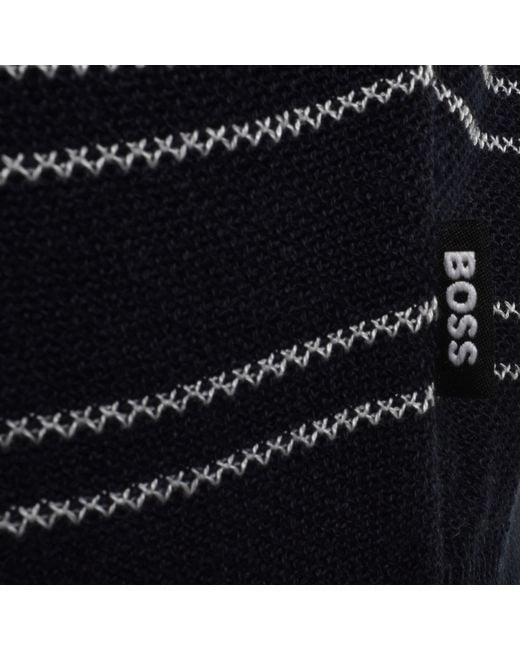 BOSS BUSINESS Black Boss Narciso Knit Polo T Shirt for men