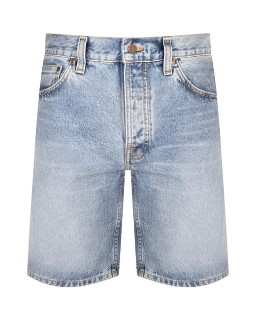 Nudie Jeans Blue Jeans Seth Light Wash Denim Shorts for men