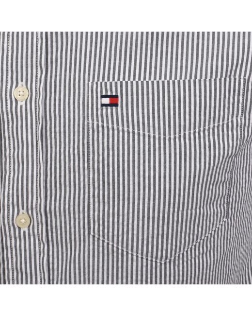 Tommy Hilfiger Gray Short Sleeved Stripe Shirt for men