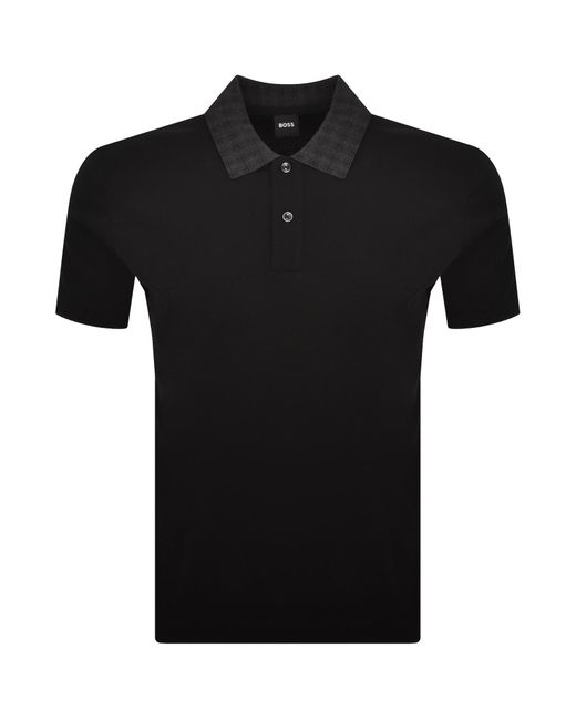BOSS BUSINESS Black Boss H Parlay 49 Polo for men