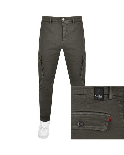 Replay Gray Jaan Hyperflex Slim Fit Cargo Jeans for men