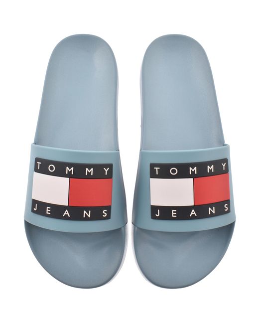 Tommy Hilfiger Blue Essential Logo Pool Sliders for men