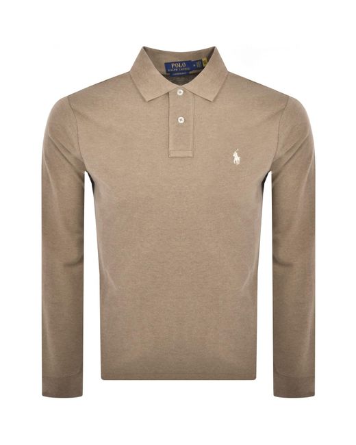 Ralph Lauren Brown Long Sleeved Polo T Shirt for men