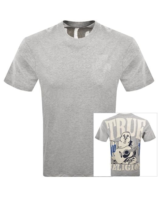 True Religion Gray No 1 Buddha T Shirt for men