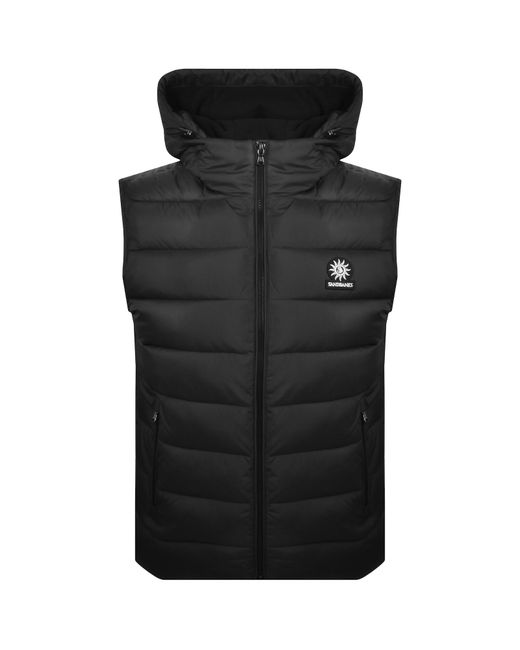 Sandbanks Black Hooded Puffer Gilet for men