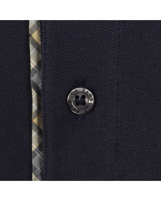 Barbour Blue Reston Tartan Trim Polo for men