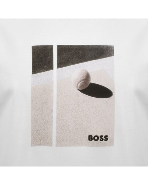 Boss Gray Boss Tennis Artwork Relaxed T Shirt for men