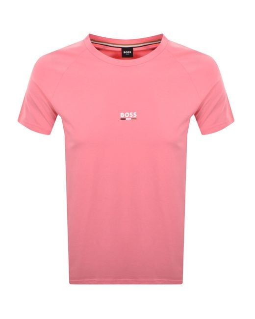 BOSS BUSINESS Pink Boss Slim Fit Beach T Shirt for men