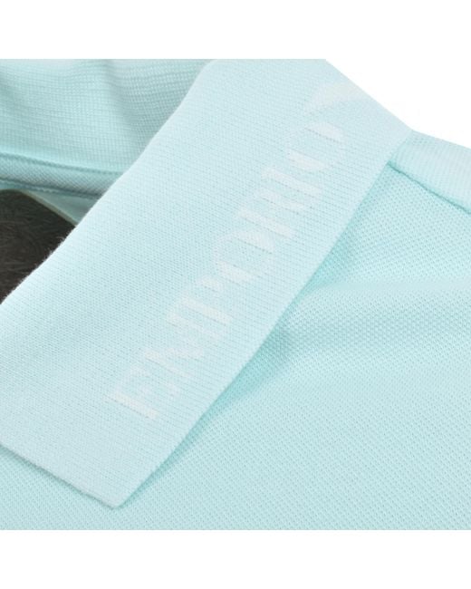 Armani Blue Emporio Logo Collar Polo T Shirt for men