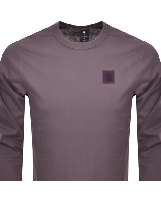 G-Star RAW Purple Raw Base Long Sleeve T Shirt for men