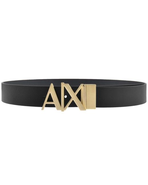 Armani Exchange Black Reversible Plate Belt for men