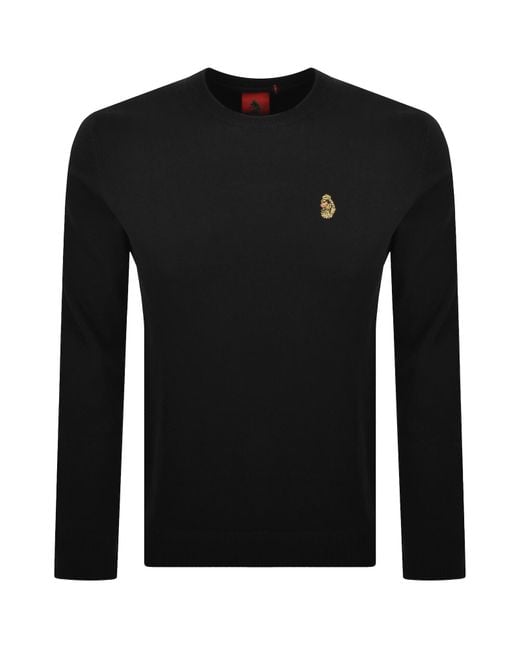 Luke 1977 Black Gerard 3 Knit Jumper for men