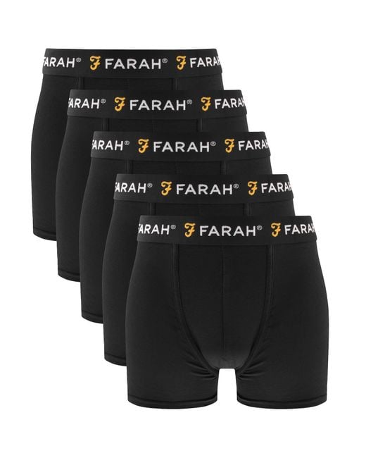 Farah Black Farah Chorley 5 Pack Trunks for men