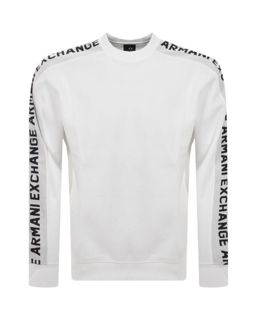 Armani Exchange White Logo Tape Sweatshirt for men