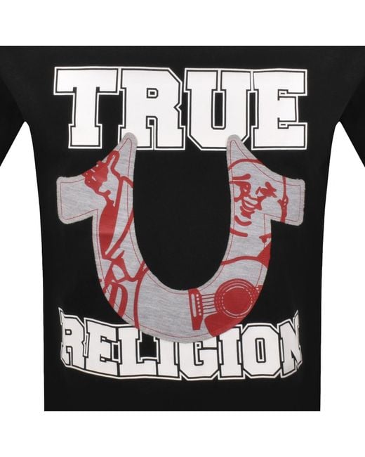 True Religion Black Terry Applique T Shirt for men