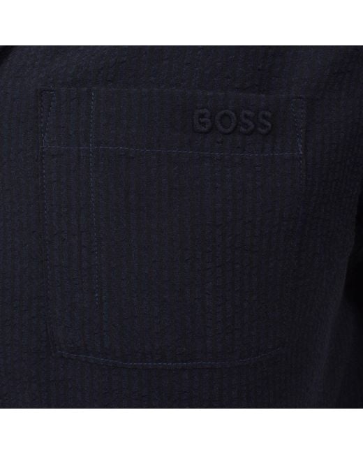 BOSS BUSINESS Blue Boss Relax Beach Shirt for men