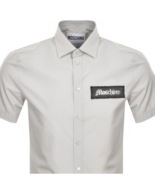 Moschino Gray Logo Short Sleeve Shirt for men
