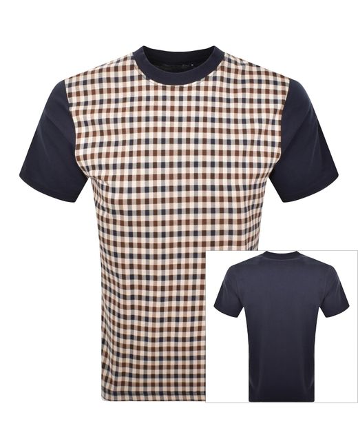 Aquascutum Blue Check T Shirt for men