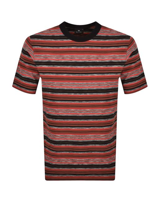 Paul Smith Red Striped Regular Fit T Shirt for men