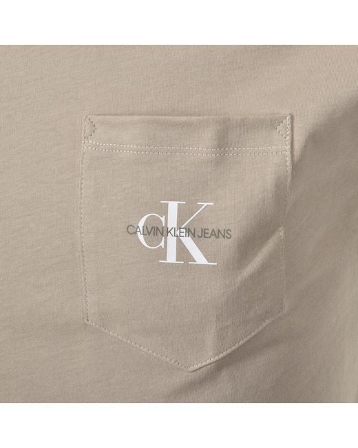 Calvin Klein Denim Jeans Monogram Pocket T Shirt in Beige (Natural) for Men  - Lyst