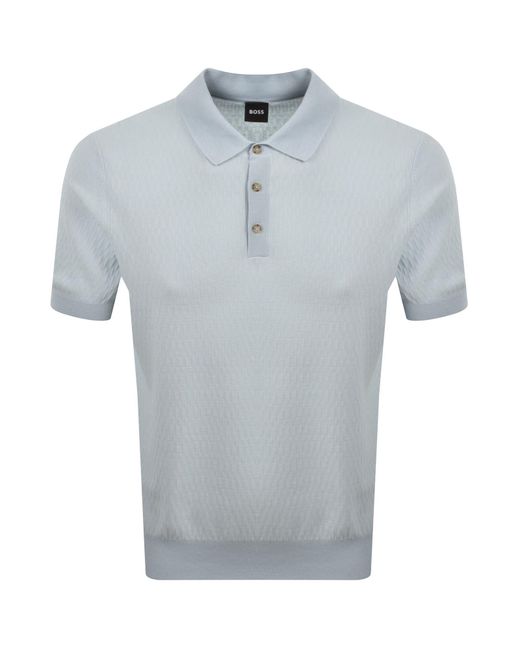BOSS BUSINESS Blue Boss Lurazio Knit Polo Light for men