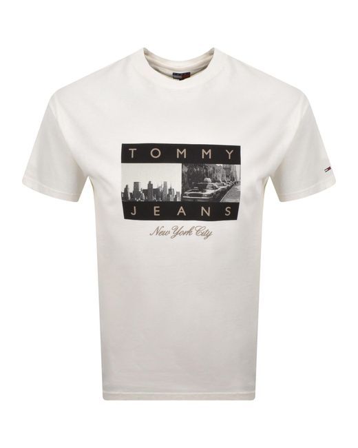 Tommy Hilfiger Gray Photo Flag T Shirt Ecru for men