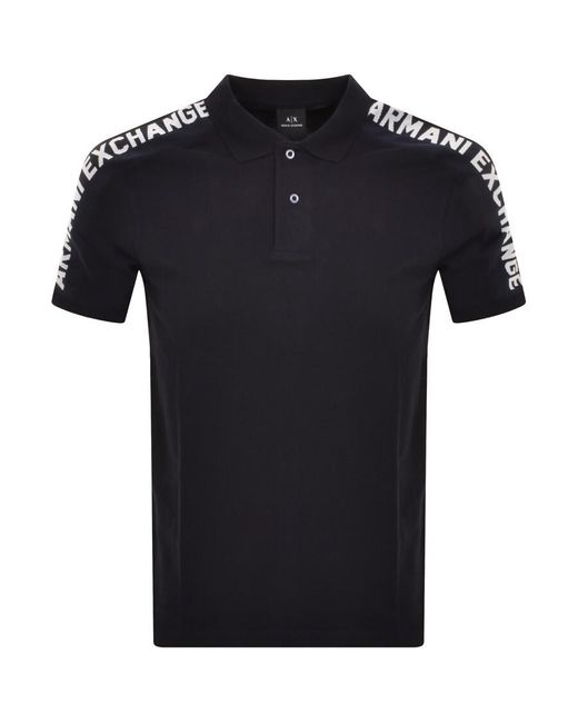 Armani Exchange Black Taped Logo Polo T Shirt for men