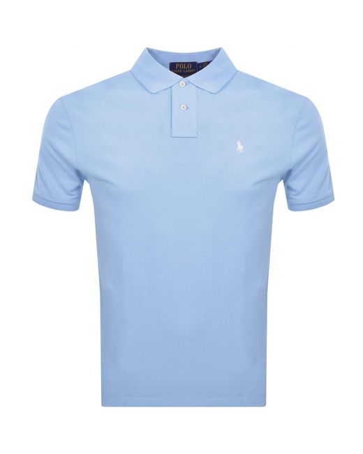 Ralph Lauren Blue Custom Slim Fit Polo T Shirt for men