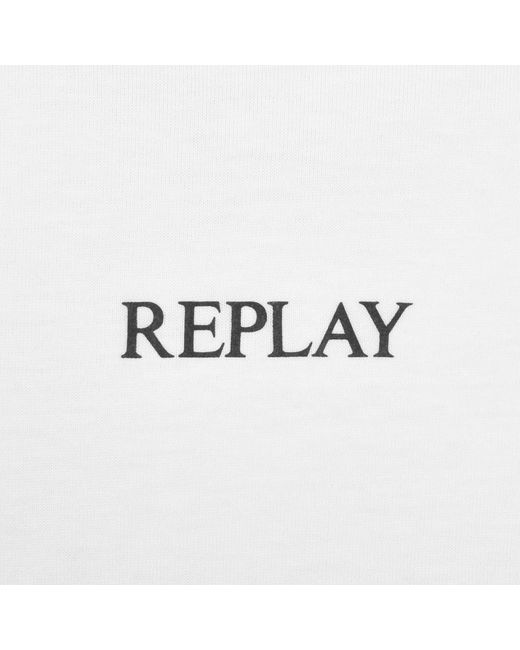 Replay White Logo T Shirt for men