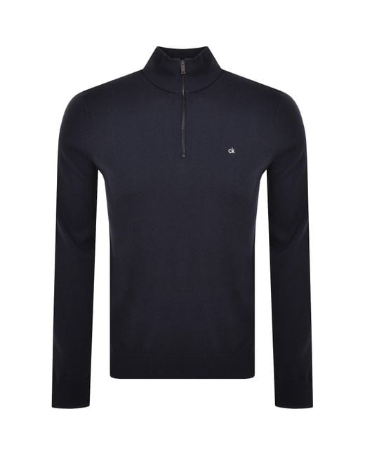 Calvin Klein Blue Quarter Zip Jumper for men