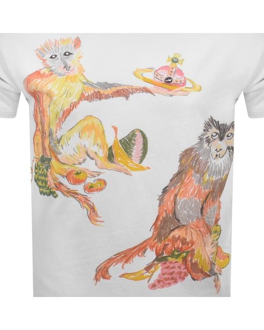 Vivienne Westwood White Monkeys T Shirt for men