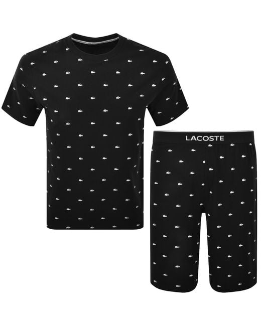 Lacoste Black Crocodile Print Lounge Set for men