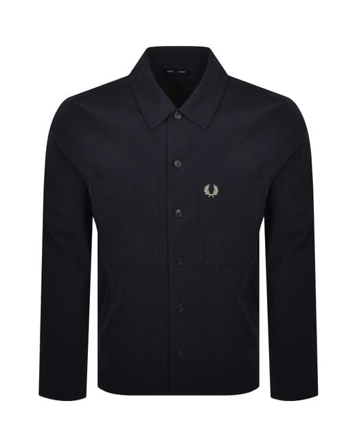Fred Perry Blue Seersucker Overshirt for men