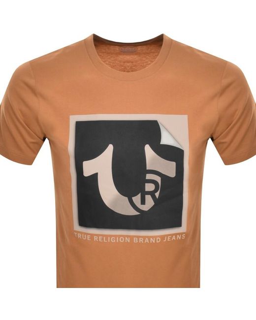 True Religion Brown Peeling Horseshoe T Shirt for men