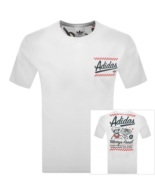 Adidas Originals White Loose Graphic T Shirt for men