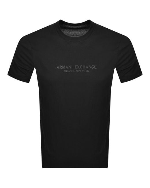 ARMANI EXCHANGE Black Regular Fit Logo T Shirt for men
