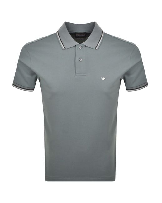 Armani Gray Emporio Short Sleeved Polo T Shirt for men