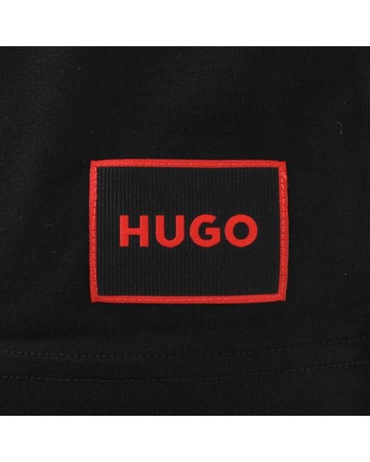 HUGO Black Loungewear Handwritten T Shirt for men