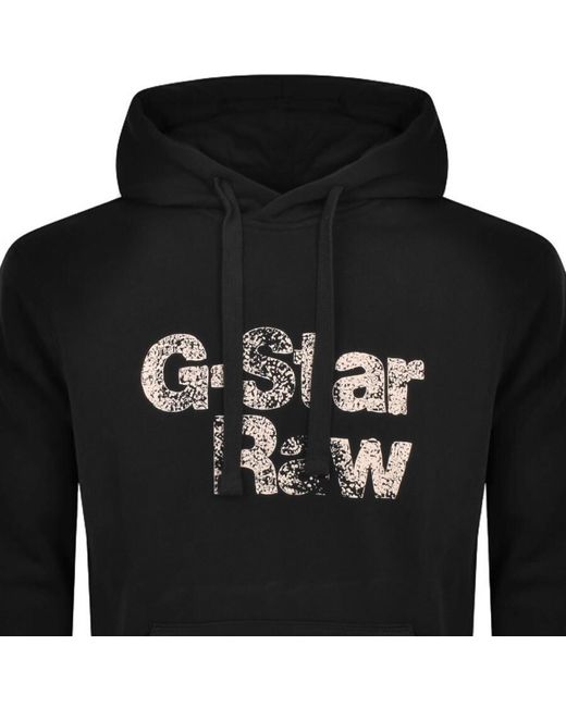 G-Star RAW Black Raw Painted Logo Hoodie for men