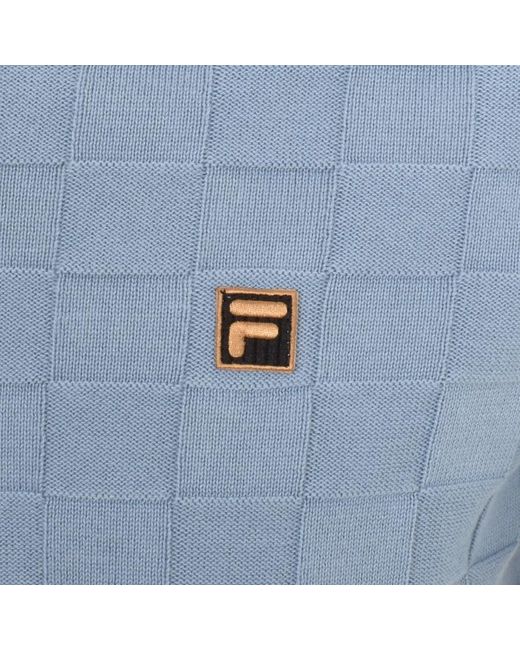 Fila Blue Square Knit Polo T Shirt for men