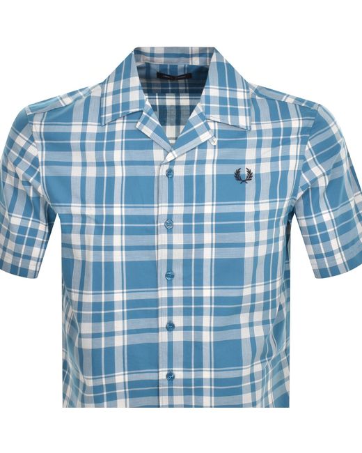 Fred Perry Blue Tartan Short Sleeve Shirt for men