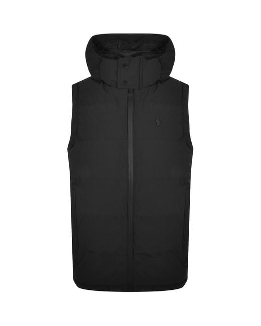 Luke 1977 Black Vienna Hooded Gilet for men