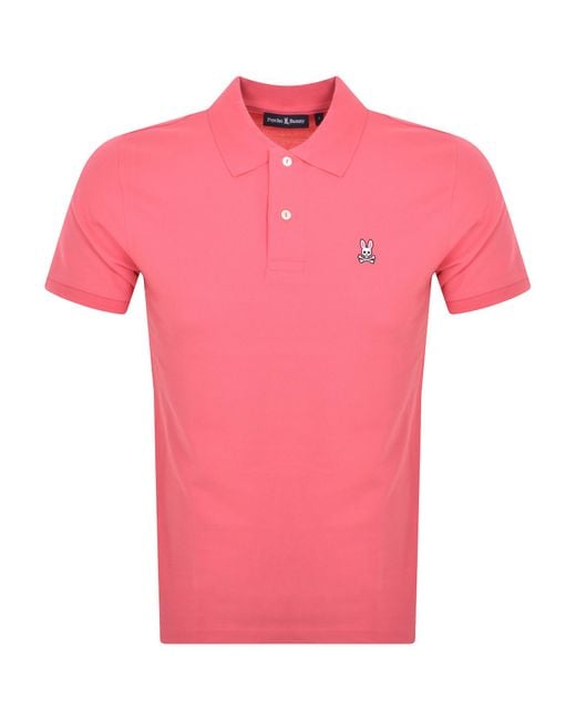 Psycho Bunny Pink Classic Polo T Shirt for men