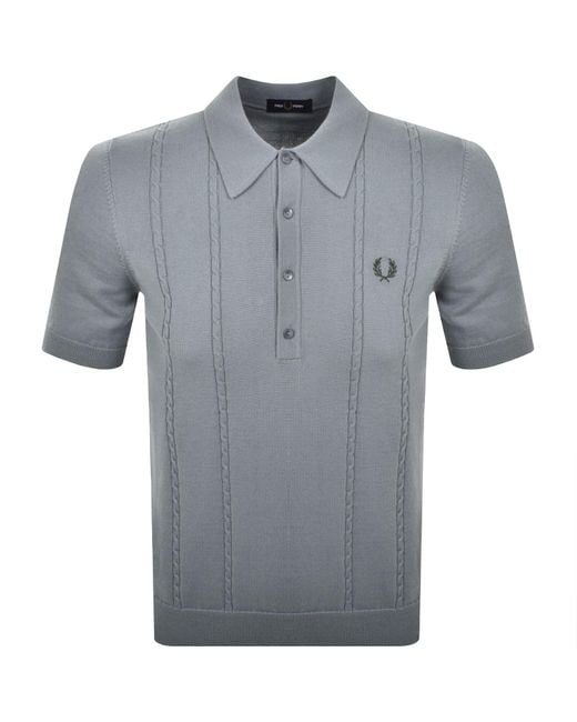 Fred Perry Gray Cable Knit Polo Shirt for men