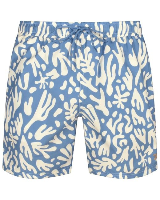 Farah Blue Colbert Reef Swim Shorts for men